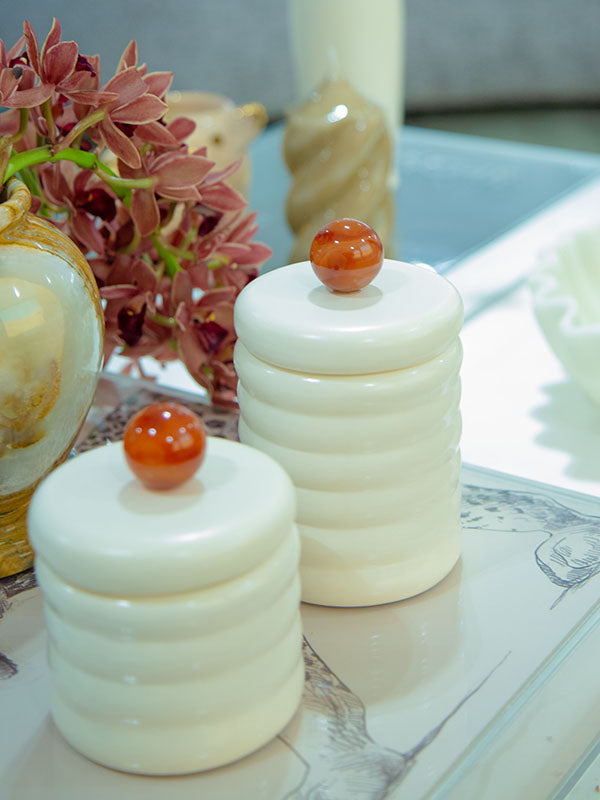 POTE CERÂMICA ARTESANAL COM ÁGATA NATURAL 15CM