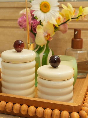 POTE CERÂMICA ARTESANAL COM ÁGATA NATURAL 15CM