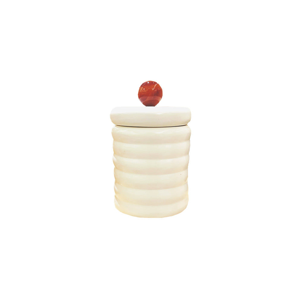 POTE CERÂMICA ARTESANAL COM ÁGATA NATURAL 15CM