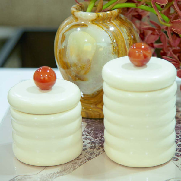 POTE CERÂMICA ARTESANAL COM ÁGATA NATURAL 15CM