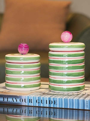 POTE CERÂMICA ARTESANAL COM ÁGATA VERDE 15CM