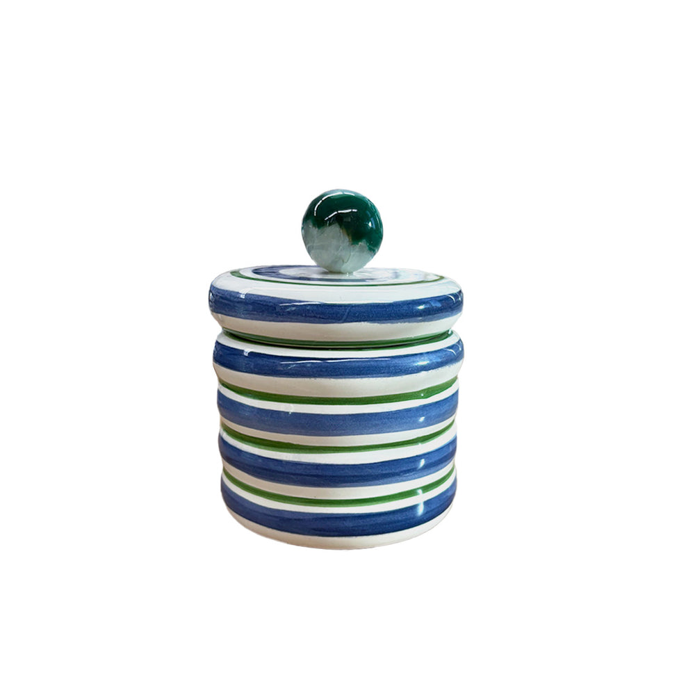 POTE CERÂMICA ARTESANAL COM AGATA AZUL 10CM