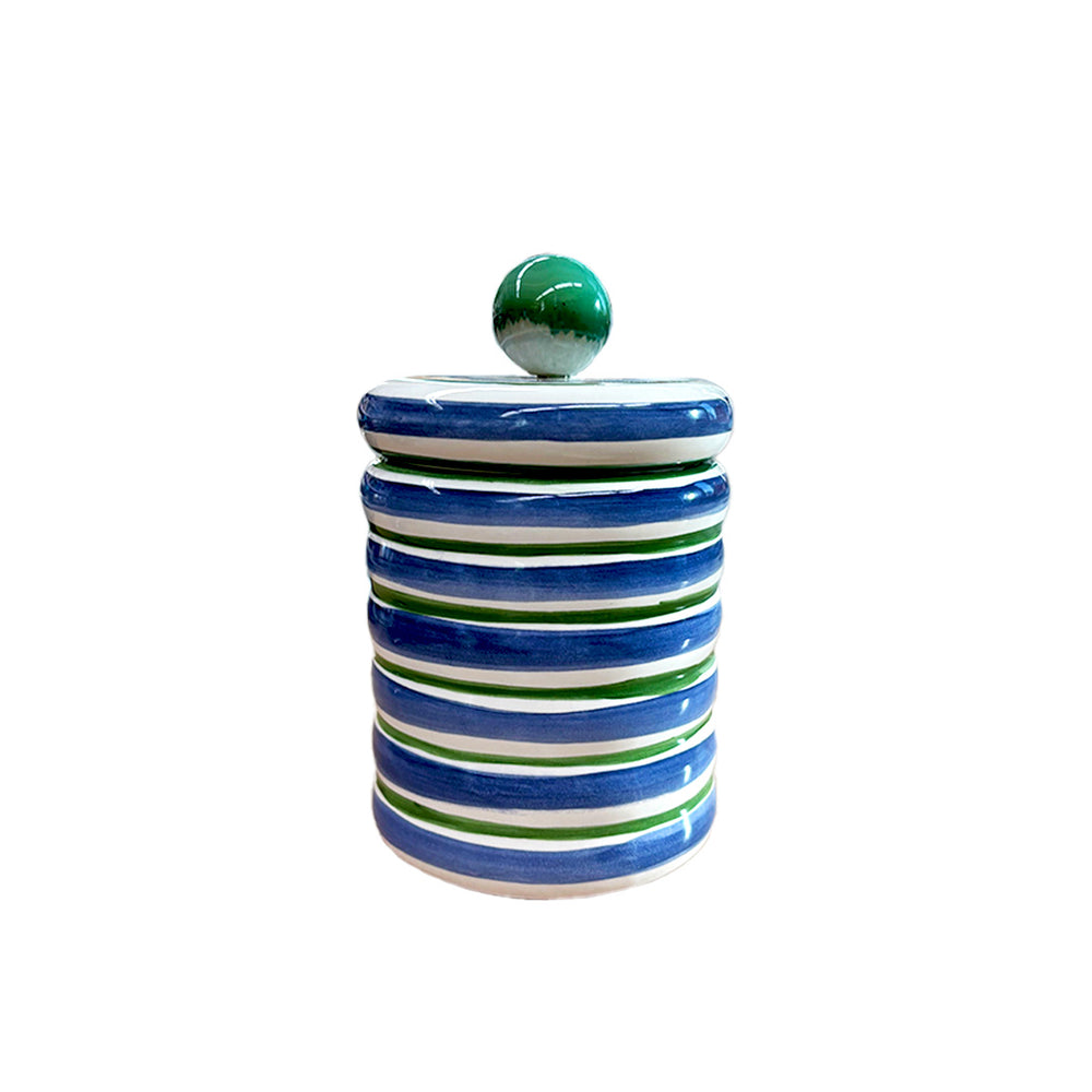 POTE CERÂMICA ARTESANAL COM ÁGATA AZUL 15CM