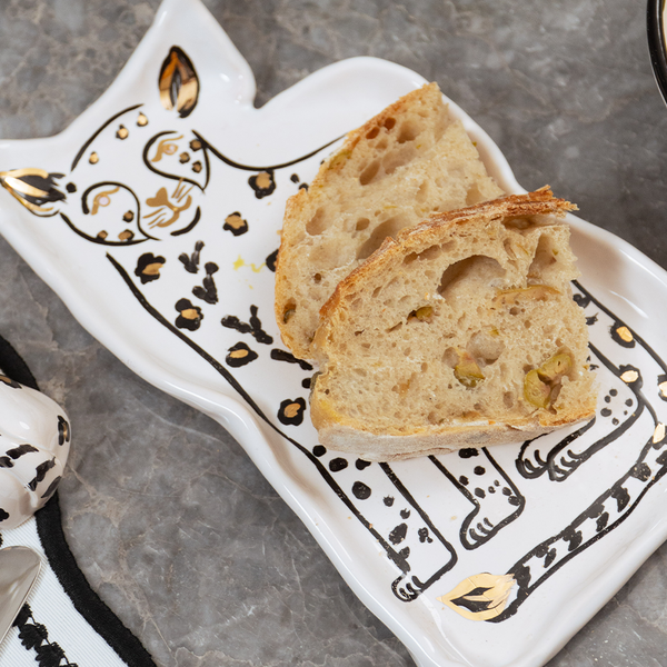 PRATINHO CERÂMICA ARTESANAL COM OURO LEOPARDO