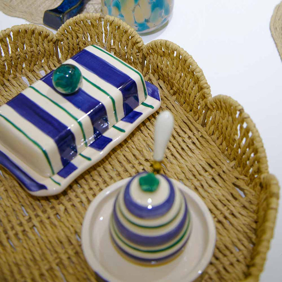MANTEIGUEIRA CERÂMICA ARTESANAL AGATA AZUL