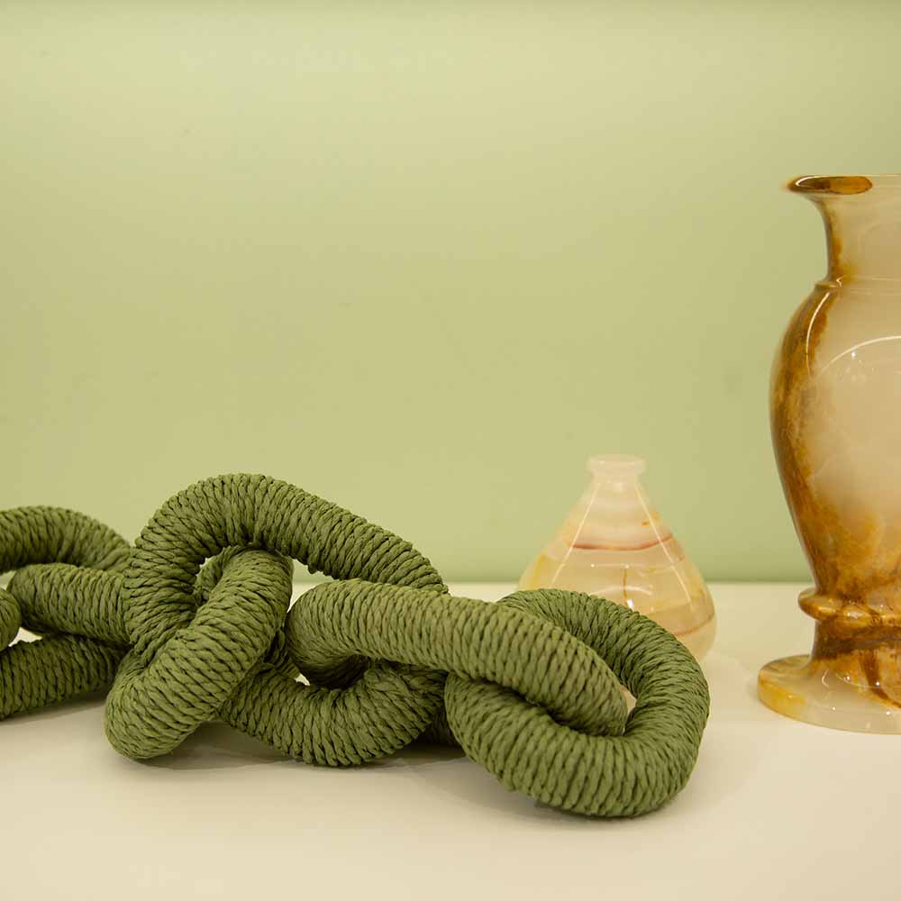 CORDÃO DE MESA CORRENTE EM ELOS VERDE 70CM