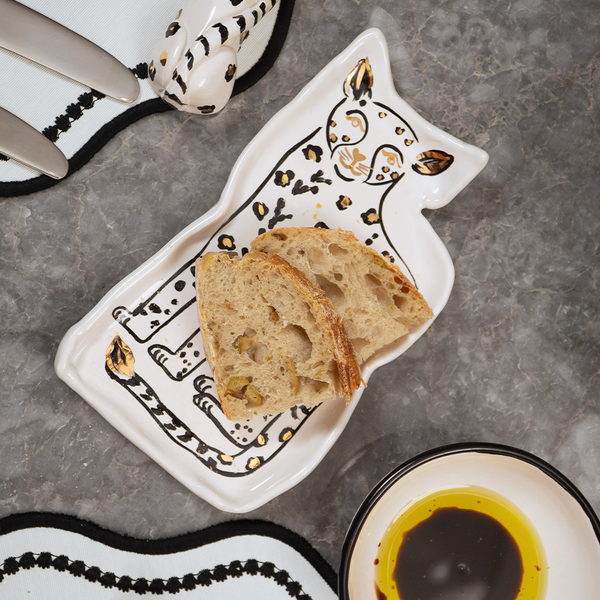 PRATINHO CERÂMICA ARTESANAL COM OURO LEOPARDO