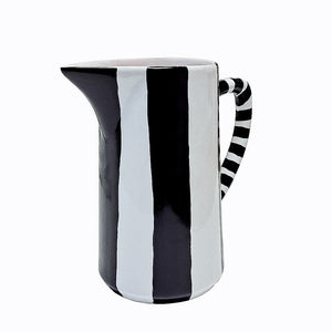 Jarra de Cerâmica Artesanal Preta e Branca
