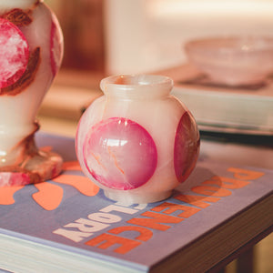 VASO DE ONIX ESFERA ROSA 10CM