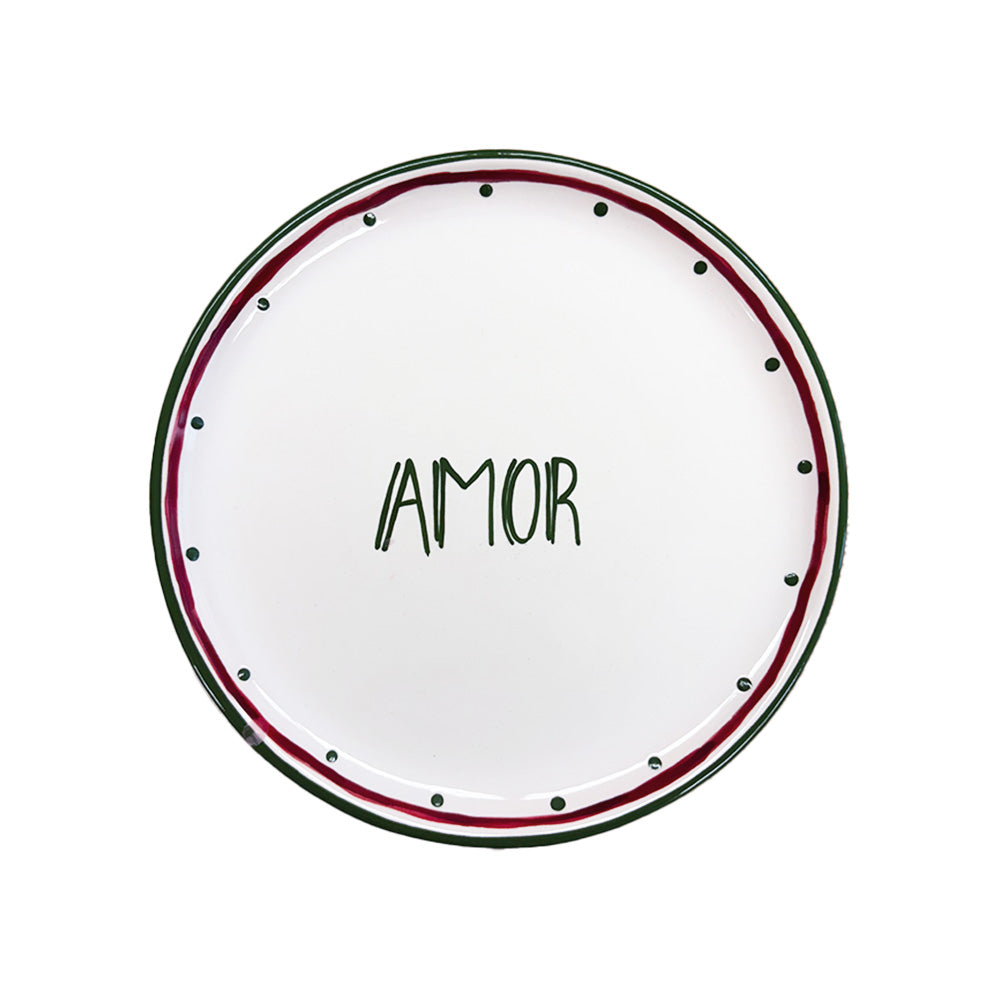 SET 4 PRATOS SOBREMESA CERÂMICA PINTADOS À MÃO WISHES