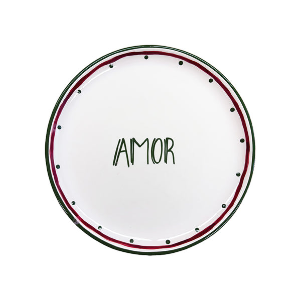 SET 4 PRATOS SOBREMESA CERÂMICA PINTADOS À MÃO WISHES