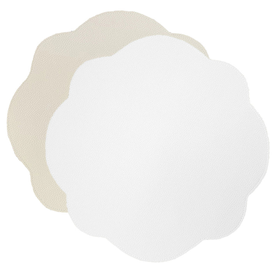 JOGO AMERICANO DUPLA FACE IMPERMEÁVEL REDONDO FLOR BEGE E BRANCO 42 CM