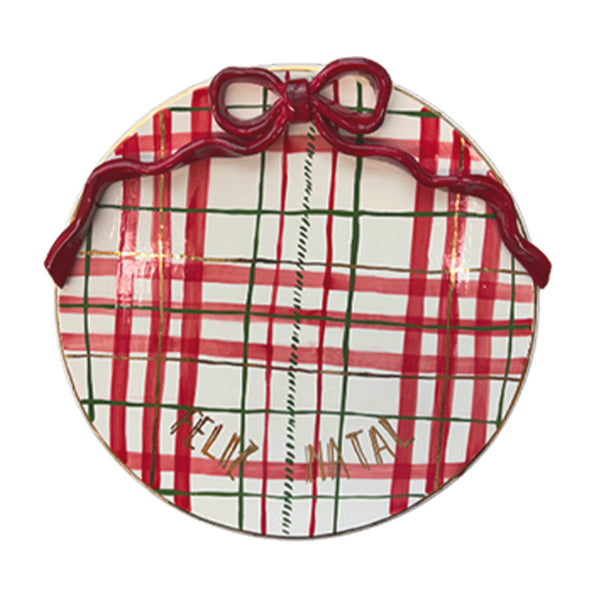 PRATO BOLO/PANETONE PINTADO À MÃO COM OURO