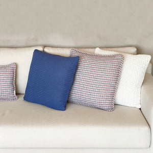 CAPA DE ALMOFADA DE TWEED VERMELHA E AZUL 50X50 CM