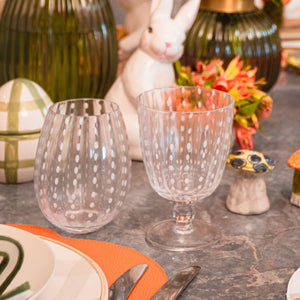 TAÇA DE VIDRO DOTS TRANSPARENTE  9,5 x 14(H) cm