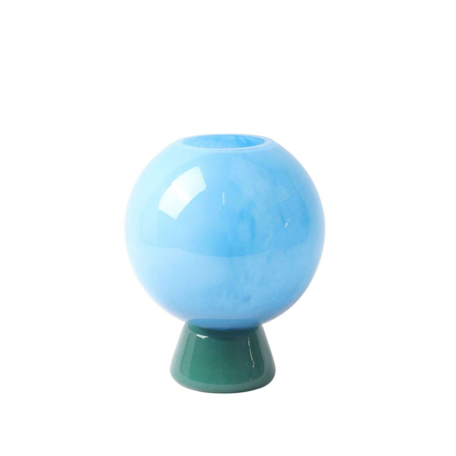 VASO DE VIDRO ESFERA AZUL E VERDE 16 X 23 (H) CM