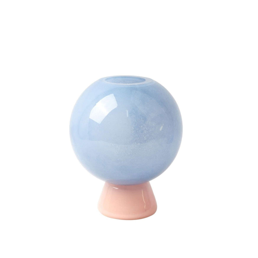 VASO DE VIDRO ESFERA AZUL E ROSE 16 X 23 (H) CM