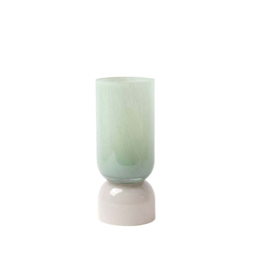 VASO DE VIDRO CILÍNDRICO VERDE E CINZA 12 X 28 (H) CM