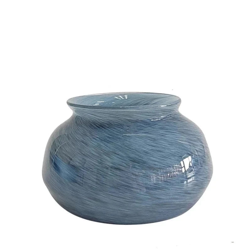 VASO DE VIDRO MESCLA BLUE BOLINHA 16 X 10(H) CM