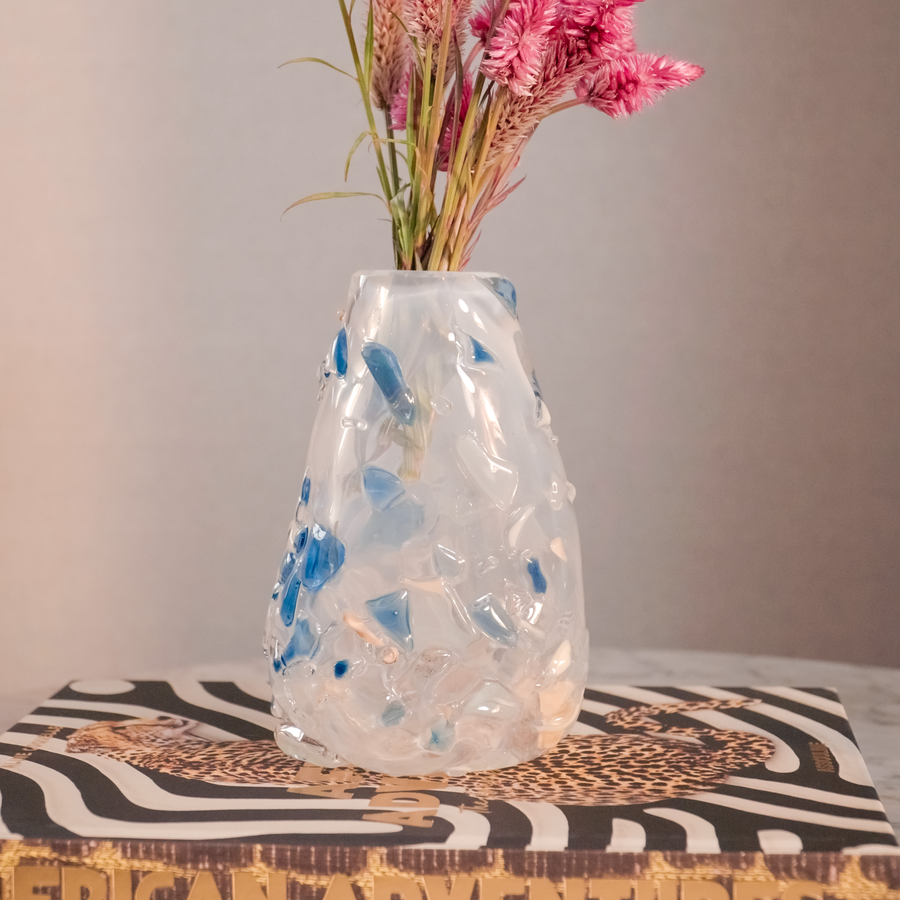 VASO DE MURANO TWIST FLOW  PÉROLA 14 x 17 (h)