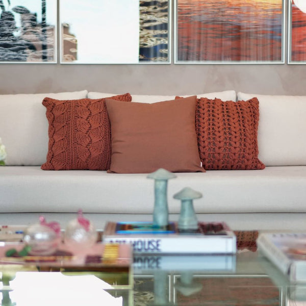 CAPA DE ALMOFADA LINHO PURO TERRACOTA 50x50CM