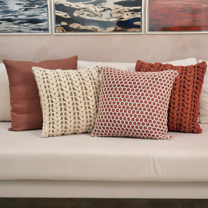 CAPA DE ALMOFADA TRICOT MANUAL TRANÇA  NATURAL 50X50CM