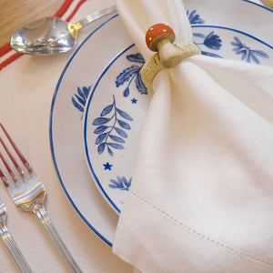 GUARDANAPO DE LINHO PURO BARRA LARGA PREMIUM MARFIM 55X55 CM