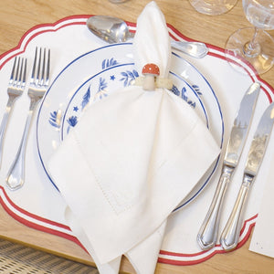 GUARDANAPO DE LINHO PURO BARRA LARGA PREMIUM MARFIM 55X55 CM