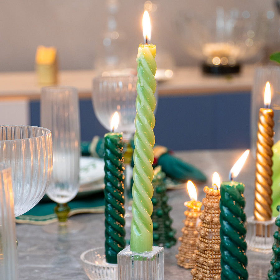 VELAS PARA CASTIÇAL TWIST VERDE CLARO 25 CM - 02 UNIDADES