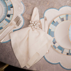 GUARDANAPO DE LINHO PURO BARRA LARGA PREMIUM MARFIM 55X55 CM