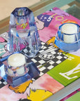 CASTIÇAL CRISTAL BLUE GEOMETRIC 8 X 10 (H) CM