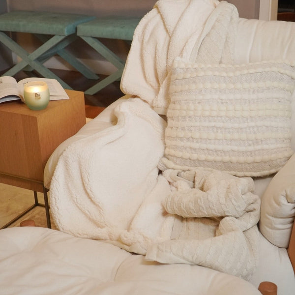 MANTA DE TRICOT COZY BEGE 130X175 CM