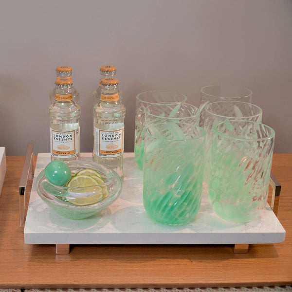 BANDEJA DE MÁRMORE E METAL GOLD 40 X 30 X 8(h) CM