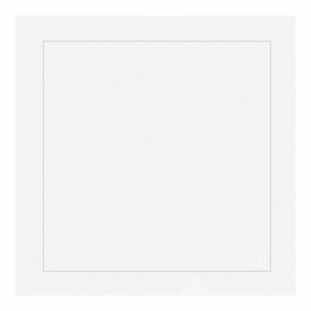 GUARDANAPO DE LINHO PURO BARRA LARGA PREMIUM BRANCO 55X55 CM