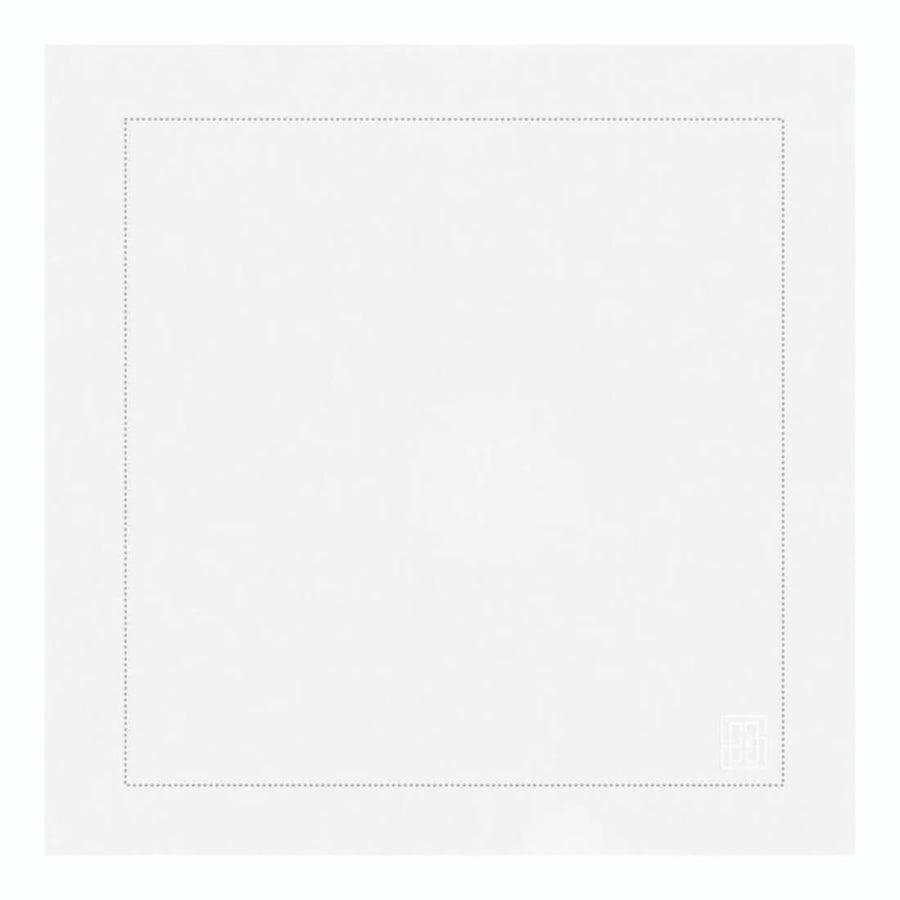 GUARDANAPO DE LINHO PURO BARRA LARGA PREMIUM BRANCO 55X55 CM