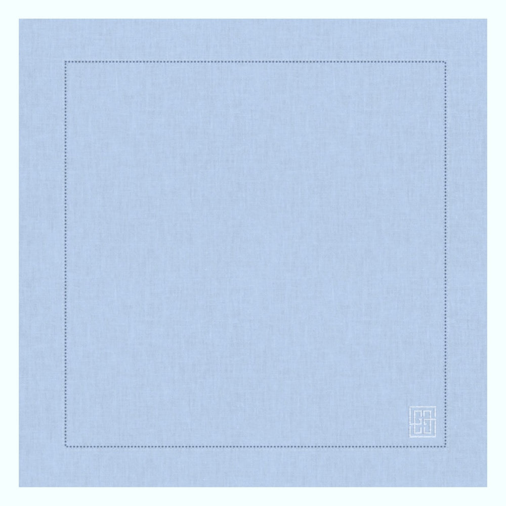 GUARDANAPO DE LINHO VISCO BARRA LARGA PREMIUM AZUL CLARO 55X55 CM