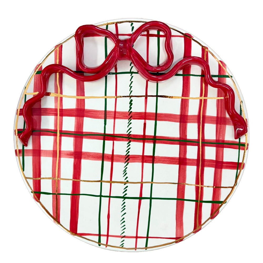 PRATO BOLO/PANETONE PINTADO À MÃO COM OURO