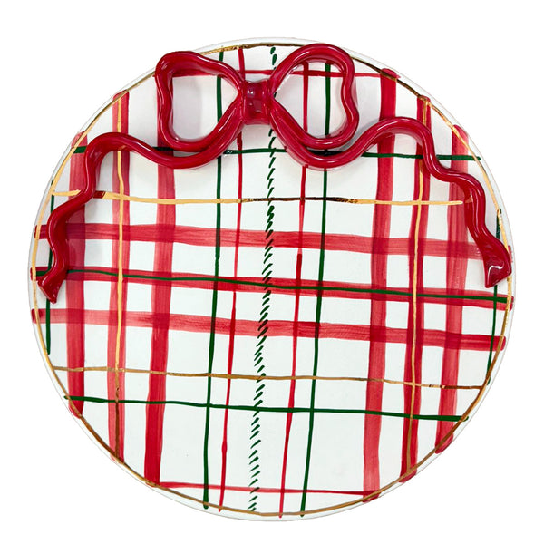 PRATO BOLO/PANETONE PINTADO À MÃO COM OURO