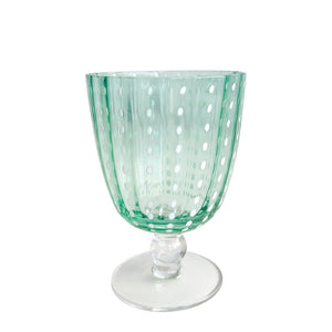 TAÇA DE VIDRO DOTS VERDE ÁGUA 9,5 x 14(H) cm