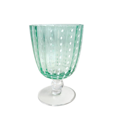 TAÇA DE VIDRO DOTS VERDE ÁGUA 9,5 x 14(H) cm