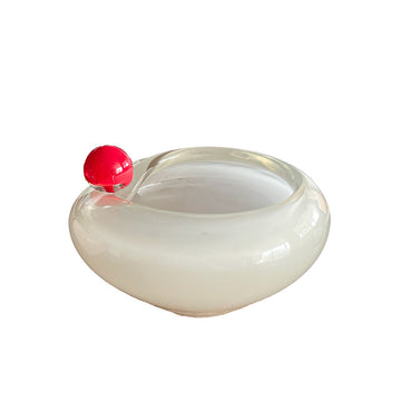 BOWL DE MURANO BUBBLE MARFIM E VERMELHO