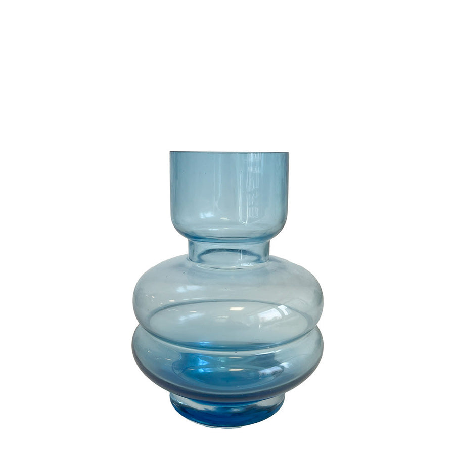 VASO DE VIDRO AZUL CELESTE P  9 x 22(h) cm