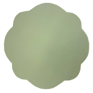 JOGO AMERICANO DUPLA FACE IMPERMEÁVEL REDONDO FLOR BEGE E VERDE 42 CM