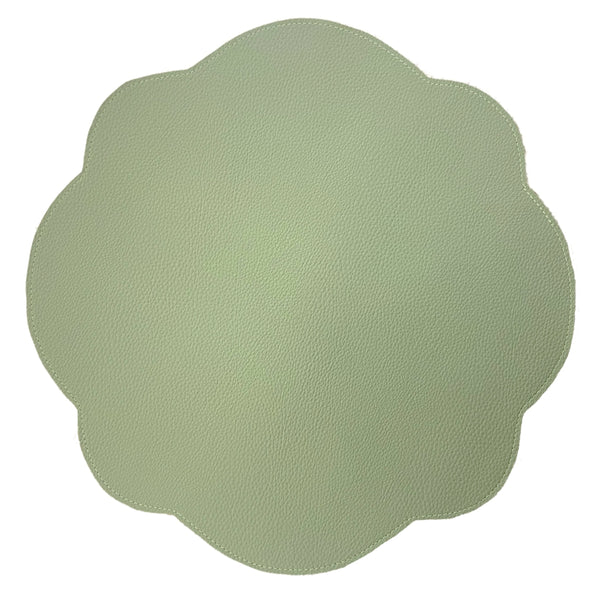 JOGO AMERICANO DUPLA FACE IMPERMEÁVEL REDONDO FLOR BEGE E VERDE 42 CM