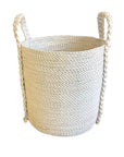 CESTO NUSA DUA  PALHA NATURAL M BRANCO 30 X 30 (H) CM