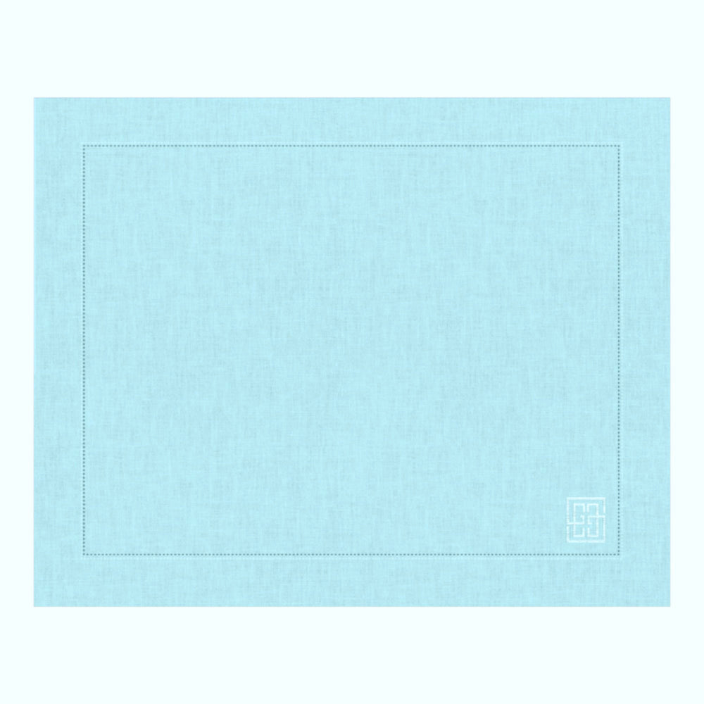 JOGO AMERICANO DE LINHO VISCO BARRA LARGA PREMIUM AZUL CLARO 50X39  CM