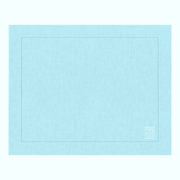 JOGO AMERICANO DE LINHO VISCO BARRA LARGA PREMIUM AZUL CLARO 50X39  CM