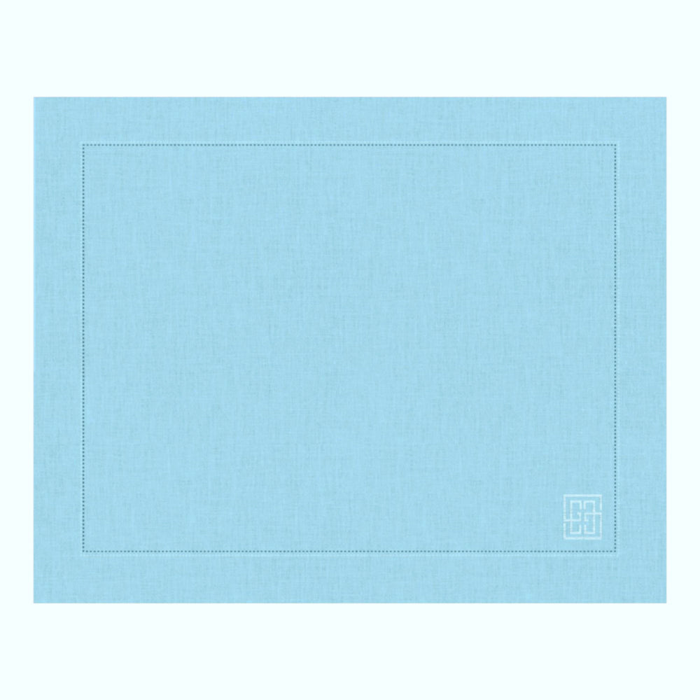 JOGO AMERICANO DE LINHO VISCO BARRA LARGA PREMIUM AZUL  50X39  CM