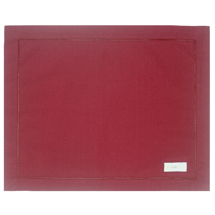JOGO AMERICANO ALGODÃO FLAME COM PONTO AJOUR VERMELHO  46X37 CM