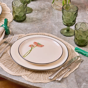 SET 4 PRATOS DE SOBREMESA CERÂMICA FLORES RARAS